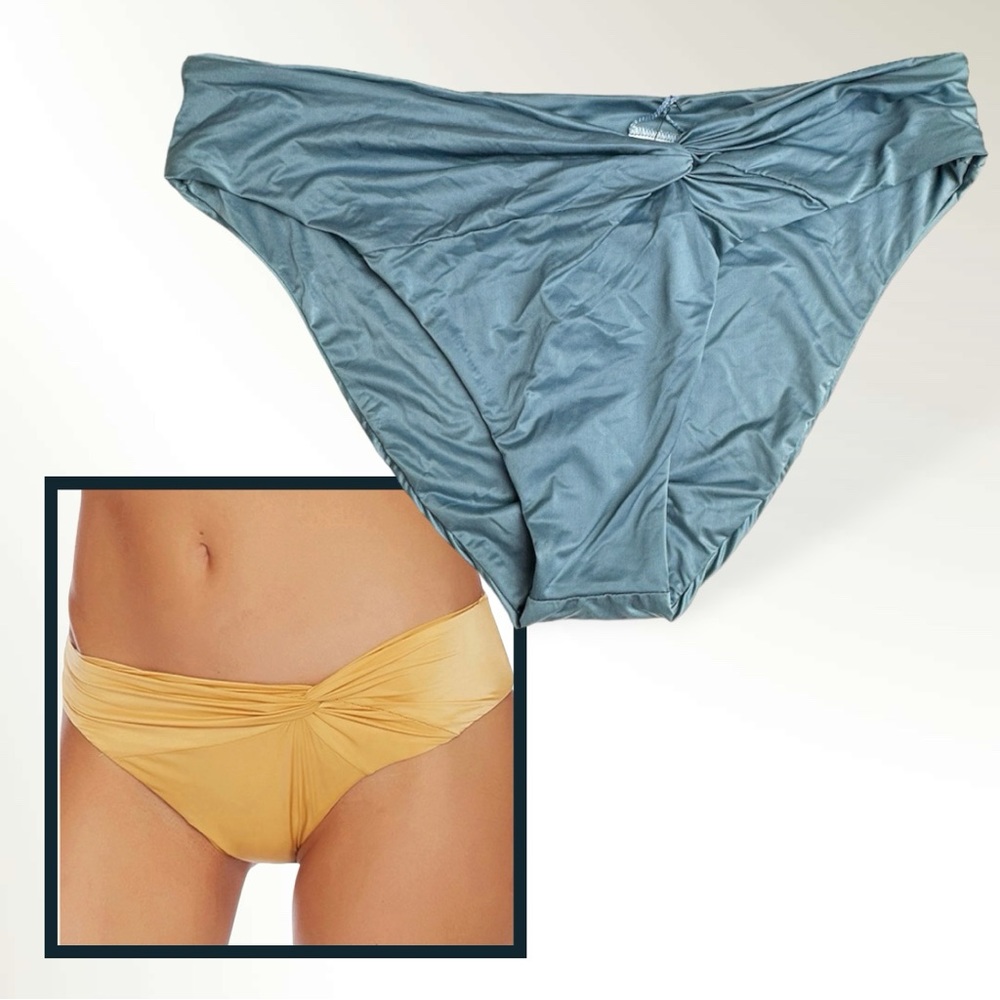 Luxe by Lisa Vogel Liquid Side Twist California Blue Bikini Bottoms